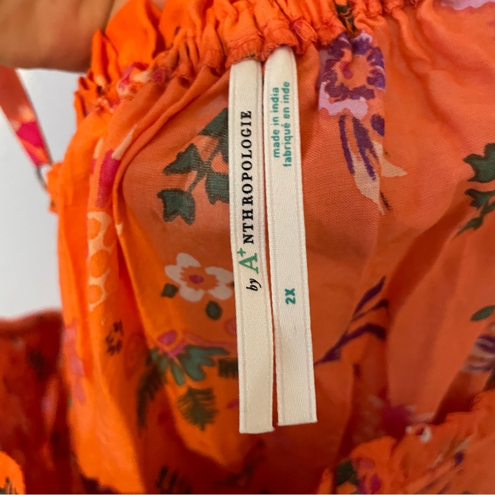 Anthropologie Orange Floral Maxi Dress - Picture 8 of 10